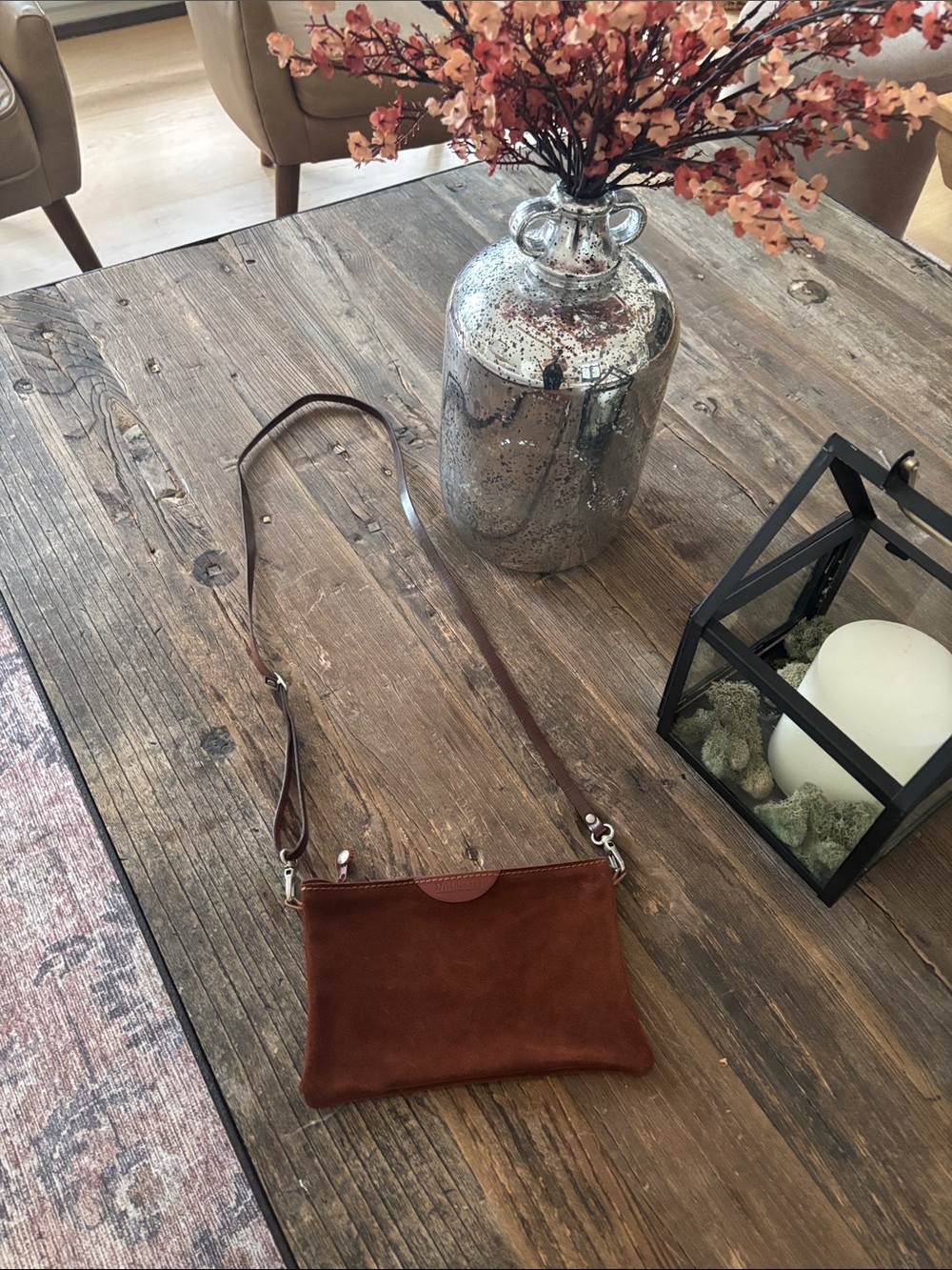 Brown Suade Crossbody Bag - Dallaiti Italy